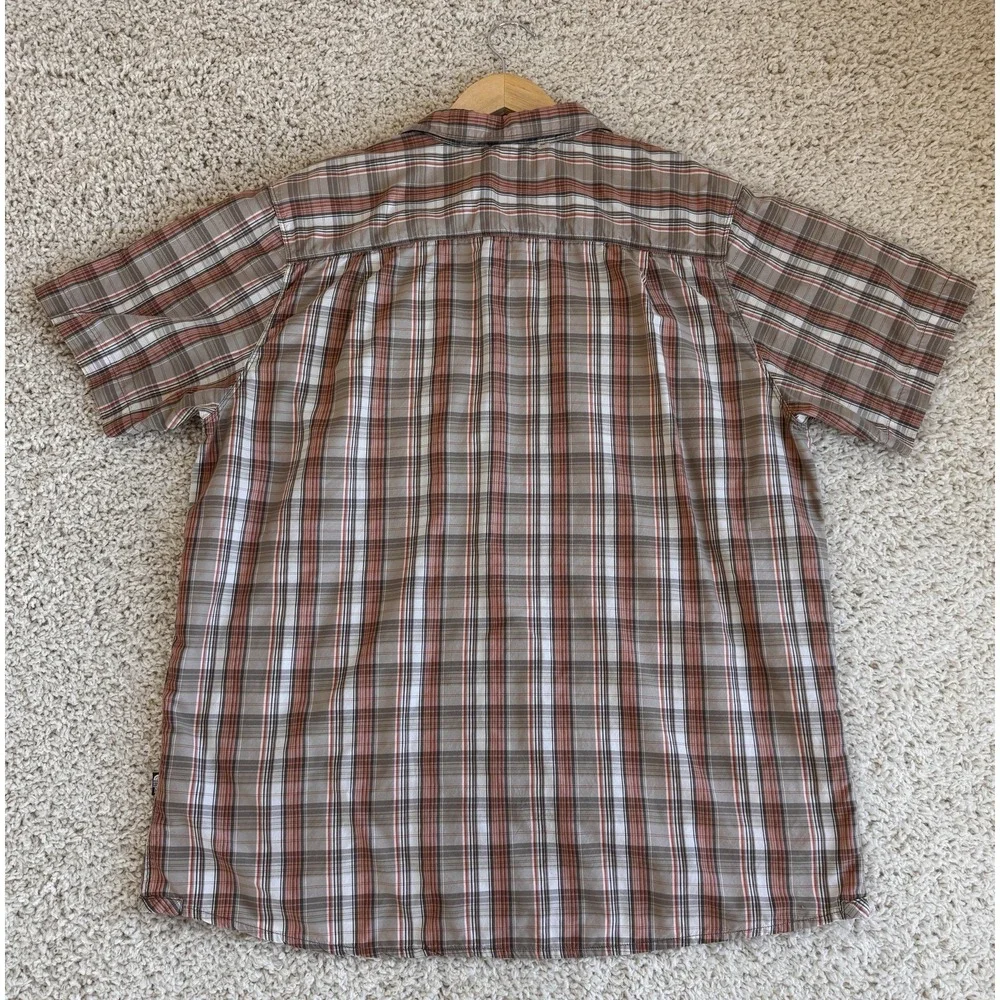 The North Face Button Up Shirt Mens XL Brown Plaid Excellent Hiking Short Sleeve